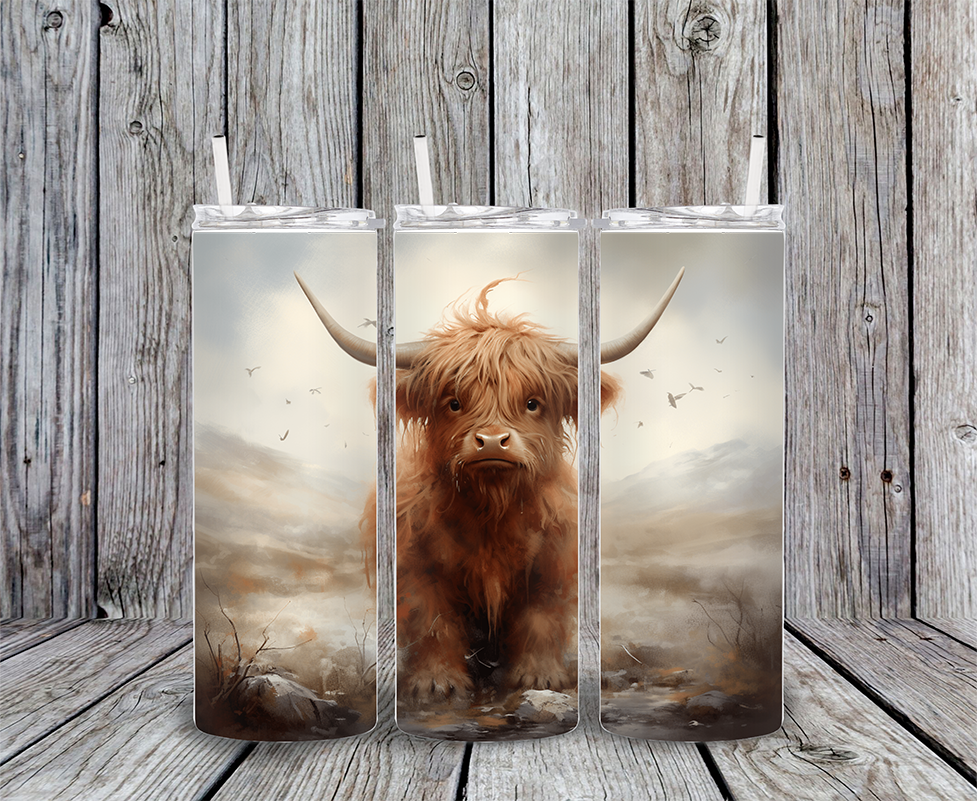 20 oz skinny tumbler cow19