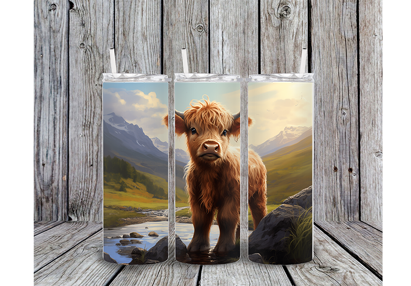 20 oz skinny tumbler cow1