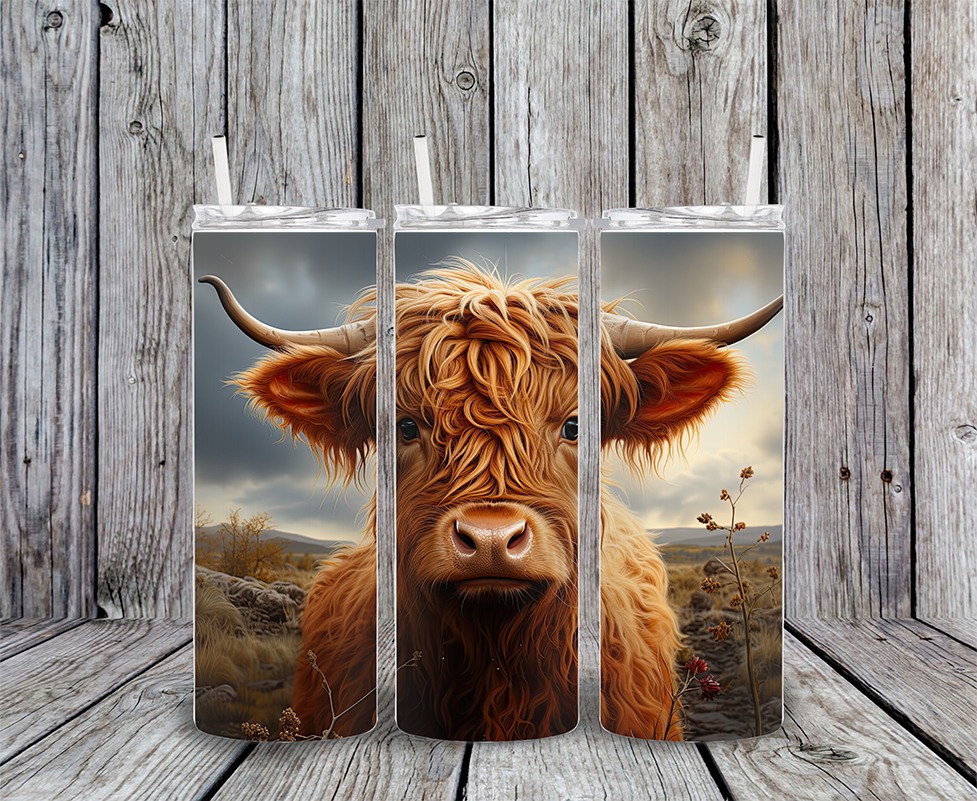 20 oz skinny tumbler cow36