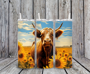 20 oz skinny tumbler cow3