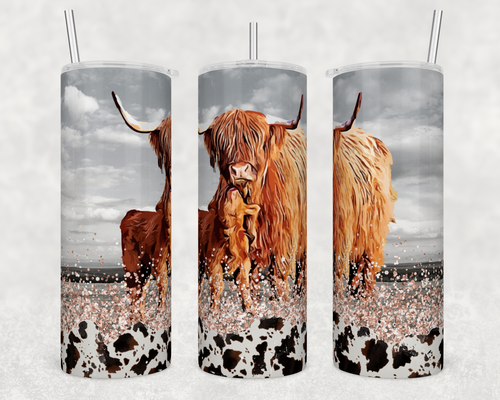 20 oz skinny tumbler cow50