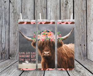 20 oz skinny tumbler cow54