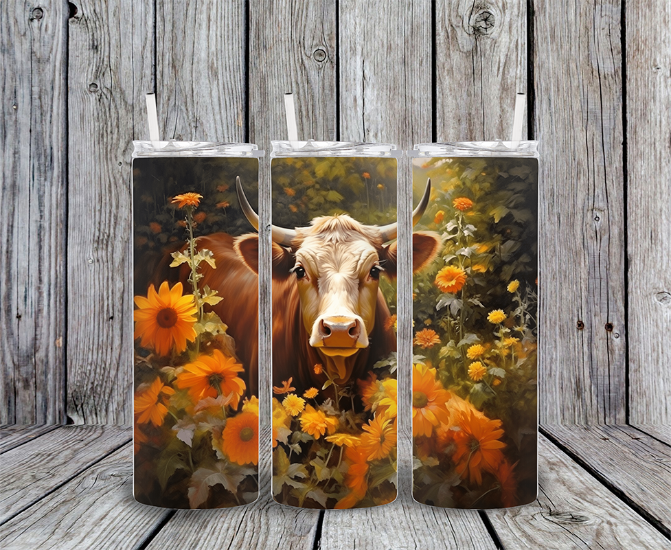 20 oz skinny tumbler cow8