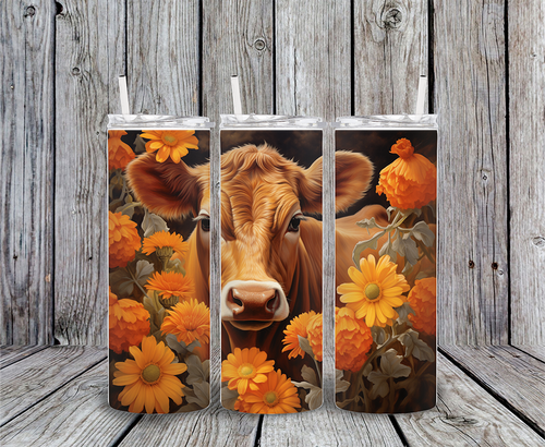 20 oz skinny tumbler cow9