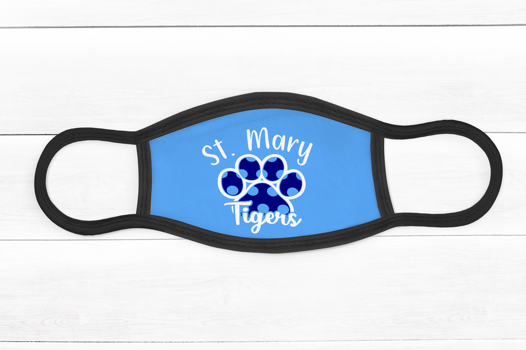 Saint Mary face mask - light blue with paw